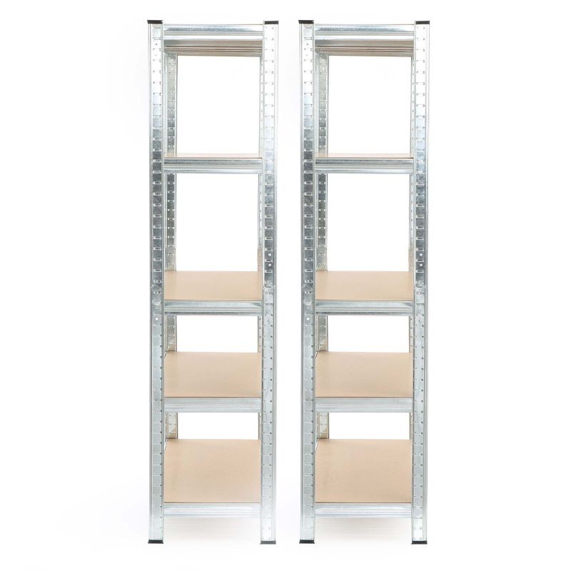 Raskaankäyttöinen hyllysetti 2 kpl, 180x90x45 cm, 5 hyllytasoa, 875 kg, sinkitty teräs