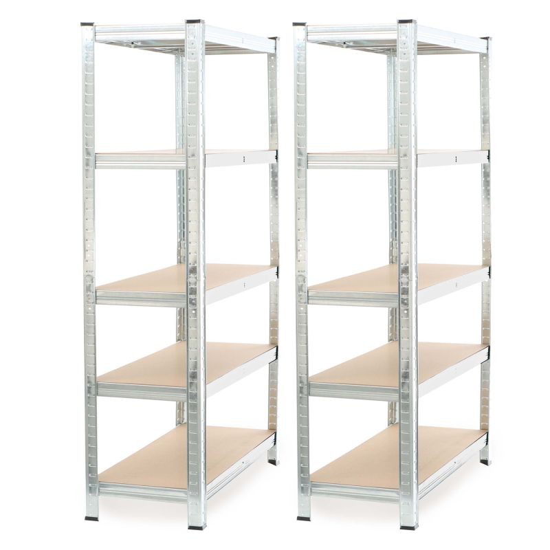 Raskaankäyttöinen hyllysetti 2 kpl, 180x90x45 cm, 5 hyllytasoa, 875 kg, sinkitty teräs
