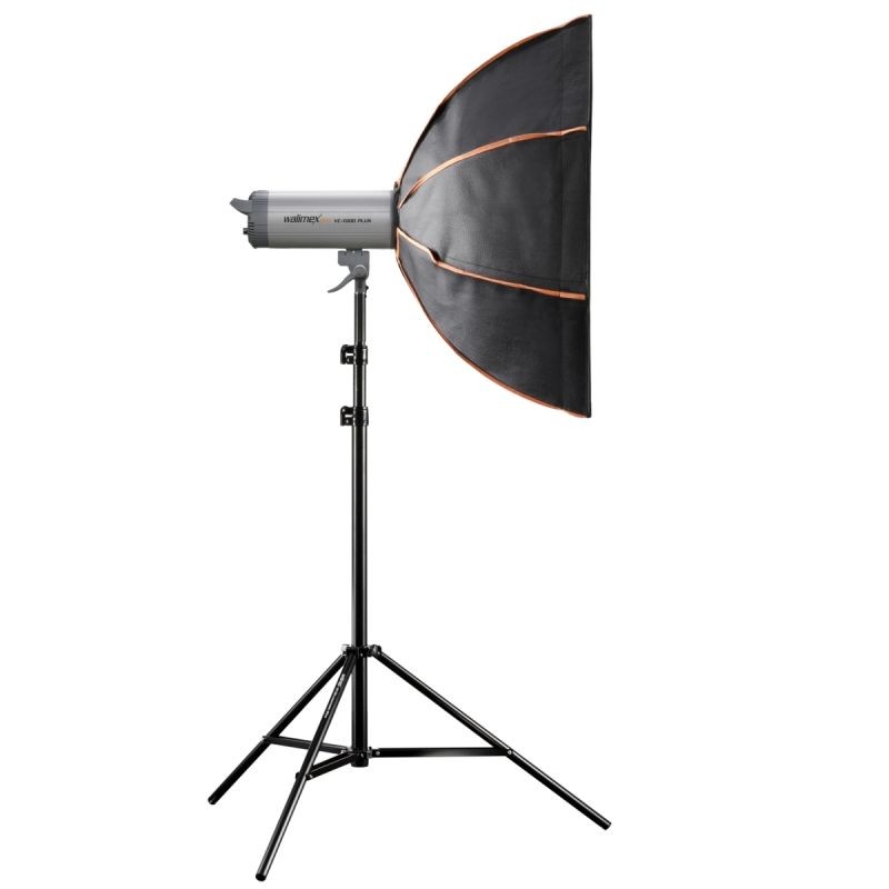 Walimex pro Octagon Softbox PLUS Orange Line 90 cm, kulta-hopea-sisäpaneeli, pro&K-adapteri