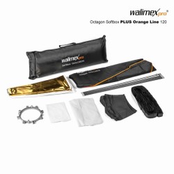 Walimex pro Octagon Softbox PLUS Orange Line 120 cm, kulta-hopea-sisäpinta, 900 x 1200 x 1200 mm