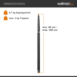Walimex pro MicPipe mikrofonipuomi, musta, alumiini, max. pituus 3 m, kuljetuspituus 80 cm
