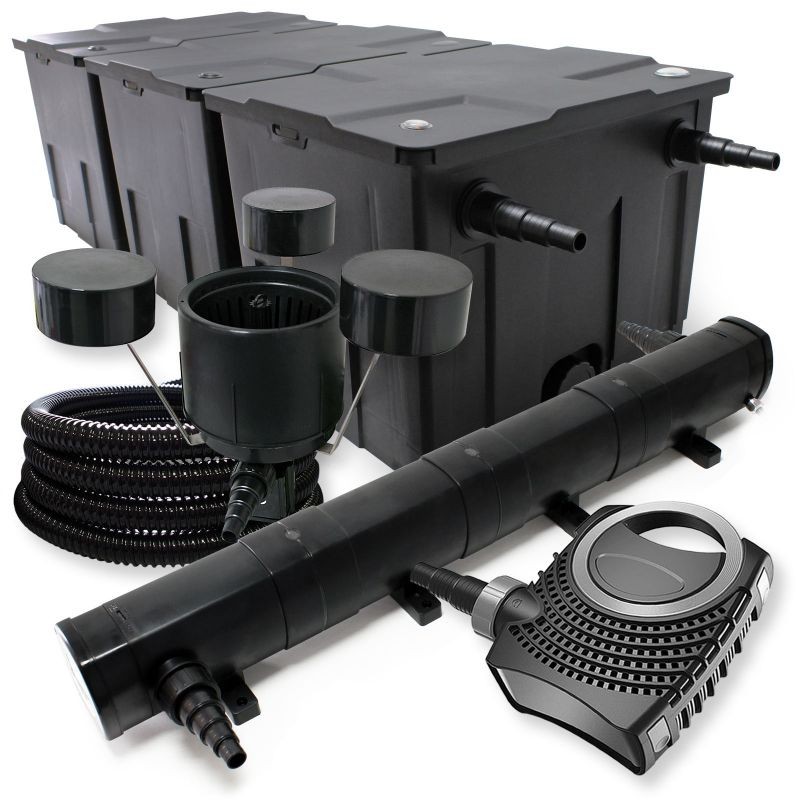 Lampisuodatinsetti: CBF-350C suodatin 90000l, NEO-10000 pumppu 10000l/h, CUV-272 kirkastin, CSP-250 skimmeri