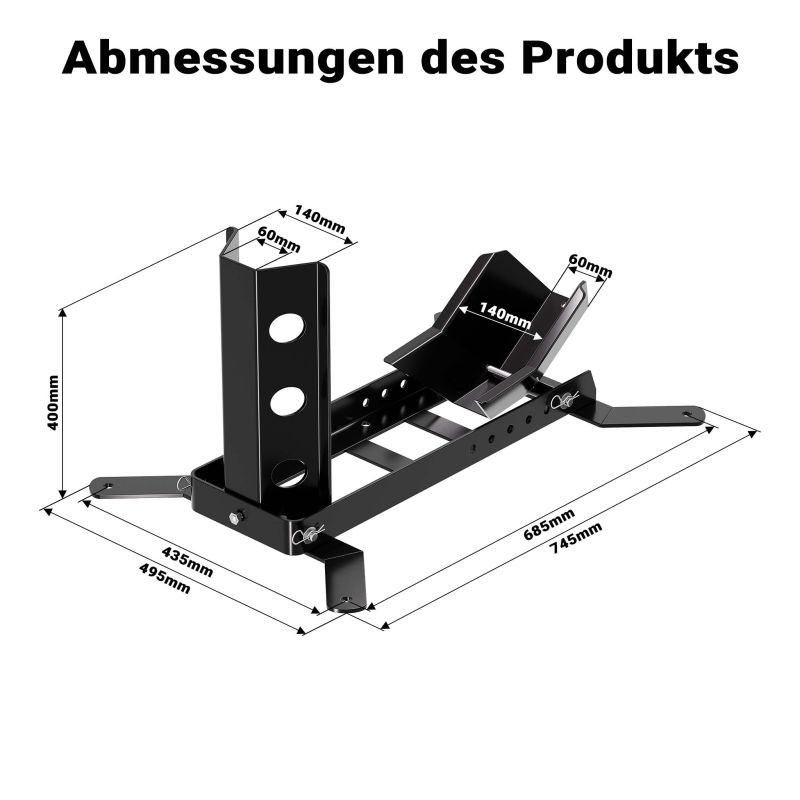 Moottoripyörän huolto- ja kuljetusteline 450 kg, 355-533 mm, teräs, musta