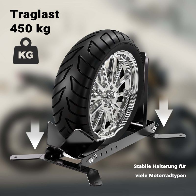 Moottoripyörän huolto- ja kuljetusteline 450 kg, 355-533 mm, teräs, musta