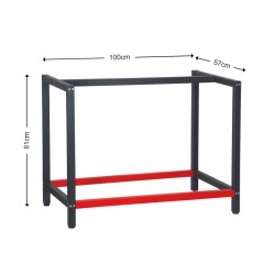 Työpöydän teräsrunko 100 x 57 x 81 cm, antrasiitti/punainen, kantavuus 200 kg