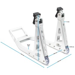 Moottoripyörän etupyöräteline alumiini 200 238 mm max 317 kg hopea