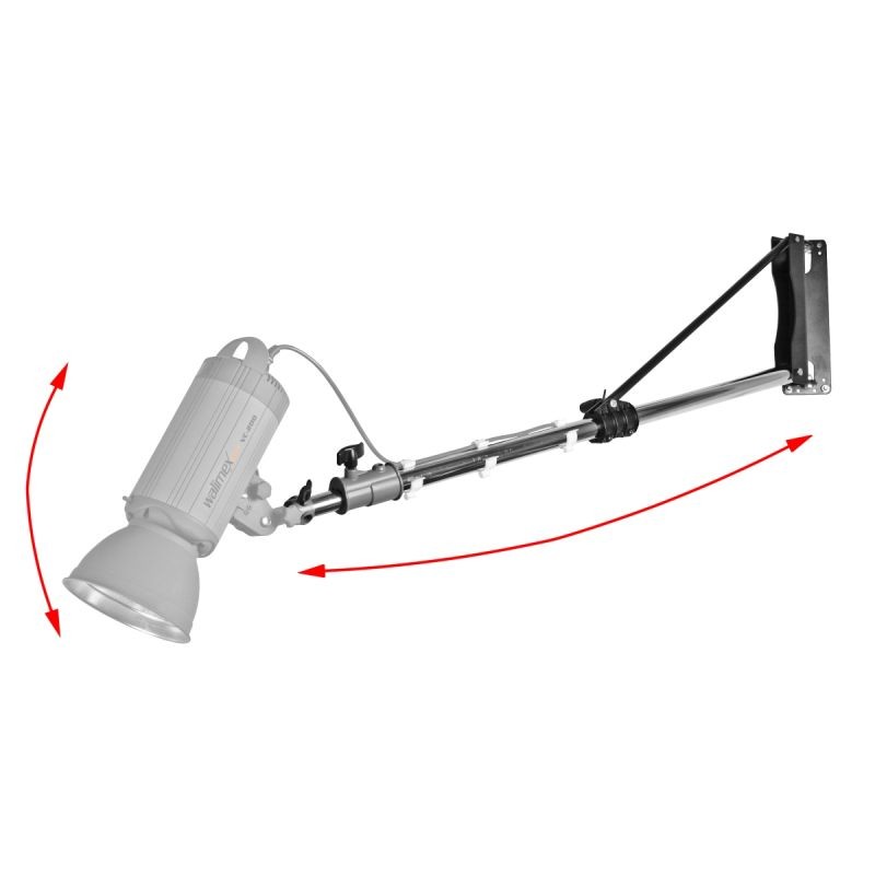 Walimex pro seinäkiinnitteinen valaisinjalka 120-215 cm, musta, alumiini, max. kuormitus 4 kg