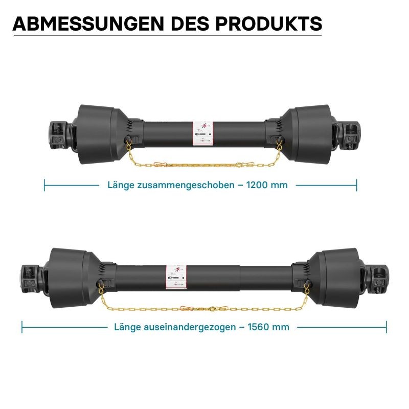 Voimanottoakseli T1 1200-1320 mm 210 Nm 540 k/min 18 kW (25 PS) 6 hammasta