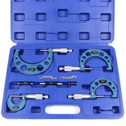 Mikrometrisetti 0–100 mm, 4 kpl, tarkkuus 0,01 mm, teräs, kotelolla