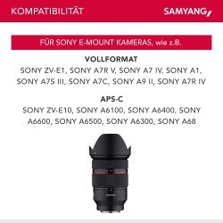 Samyang AF 24 70mm F2 8 FE zoom objektiivi Sony E kennoille Täyskenno ja APS C