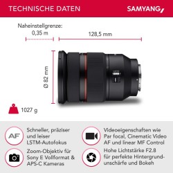 Samyang AF 24-70mm F2,8 FE zoom-objektiivi Sony E-kennoille (Täyskenno ja APS-C)