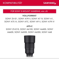 Samyang AF 135mm f/1.8 FE valovoimainen teleobjektiivi Sony E, Full-frame & APS-C, alumiinirunko, sääsuojaus