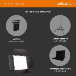 Walimex pro LED Rainbow 50W RGBWW -studiopaketti: 2 paneelivaloa, 2 jalustaa, akku ja laturi