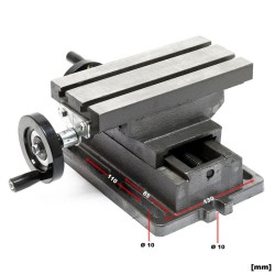 2-akselinen ristipöytä 220x100 mm, valurauta, X-akseli 120 mm, Y-akseli 90 mm