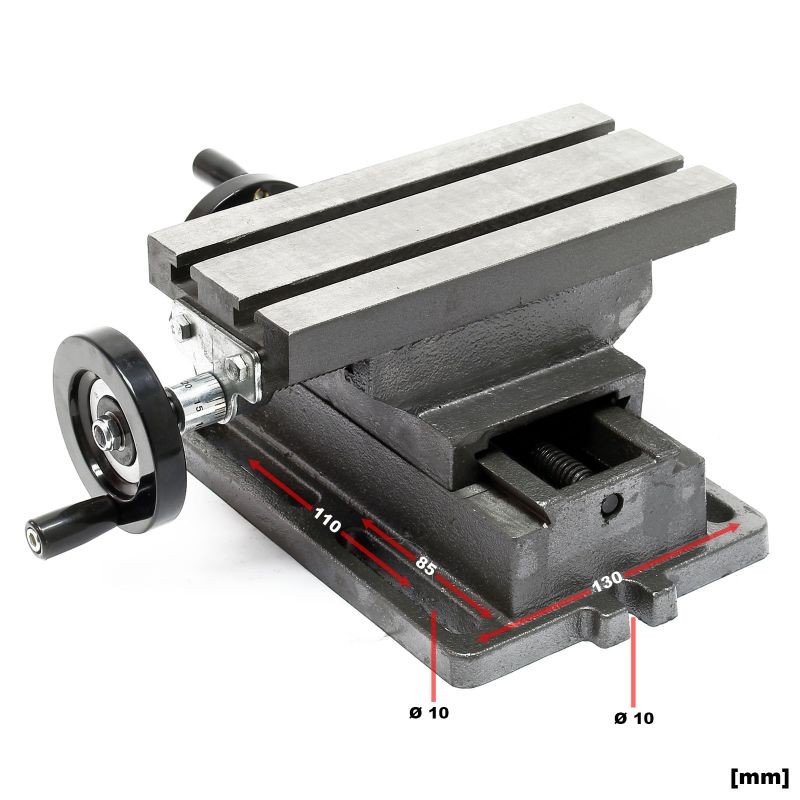 2-akselinen ristipöytä 220x100 mm, valurauta, X-akseli 120 mm, Y-akseli 90 mm