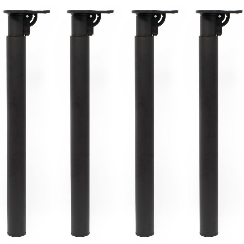 Säädettävät pöydänjalat seinäkiinnitykseen, 4 kpl, 700-1100 mm, Ø 60 mm, musta, ruostumaton teräs, 200 kg
