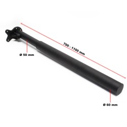 Säädettävät pöydänjalat seinäkiinnitykseen, 4 kpl, 700-1100 mm, Ø 60 mm, musta, ruostumaton teräs, 200 kg