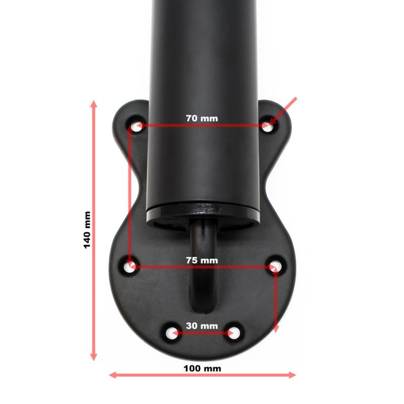 Säädettävät pöydänjalat seinäkiinnitykseen, 4 kpl, 700-1100 mm, Ø 60 mm, musta, ruostumaton teräs, 200 kg