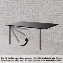 Säädettävät pöydänjalat seinäkiinnitykseen, 4 kpl, 700-1100 mm, Ø 60 mm, musta, ruostumaton teräs, 200 kg