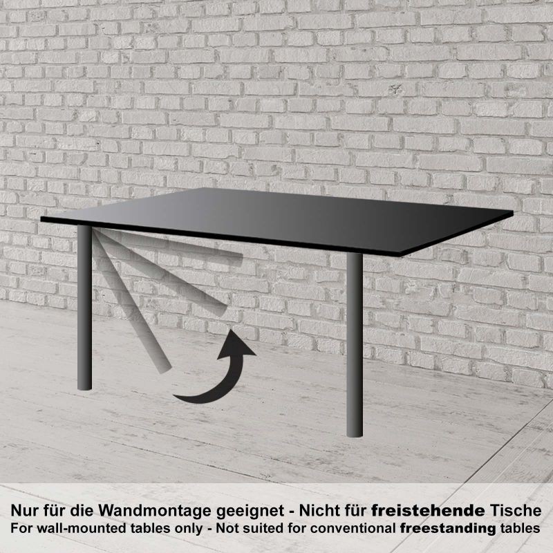 Säädettävät pöydänjalat seinäkiinnitykseen, 4 kpl, 700-1100 mm, Ø 60 mm, musta, ruostumaton teräs, 200 kg