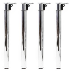 Pöydänjalat 4 kpl, korkeussäädettävät 70-110 cm, kromi, ruostumaton teräs