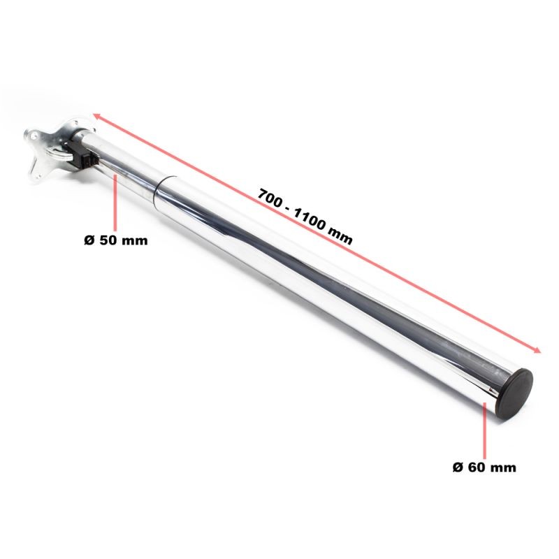 Pöydänjalat 4 kpl, korkeussäädettävät 70-110 cm, kromi, ruostumaton teräs