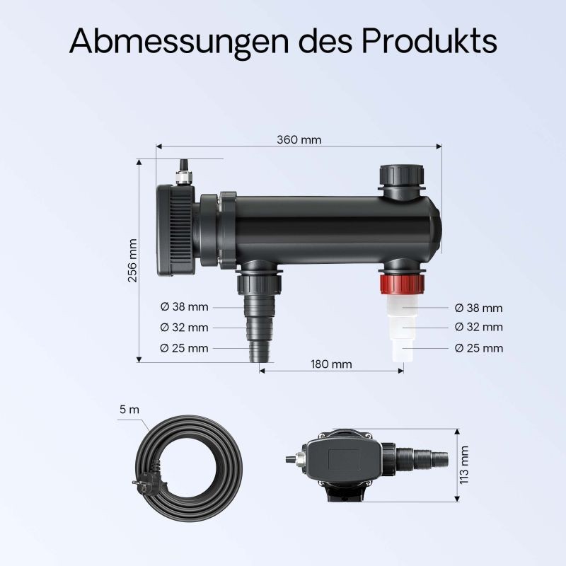 SunSun CUV-318 UVC-puhdistin lampiin 3000 l/h 18 W