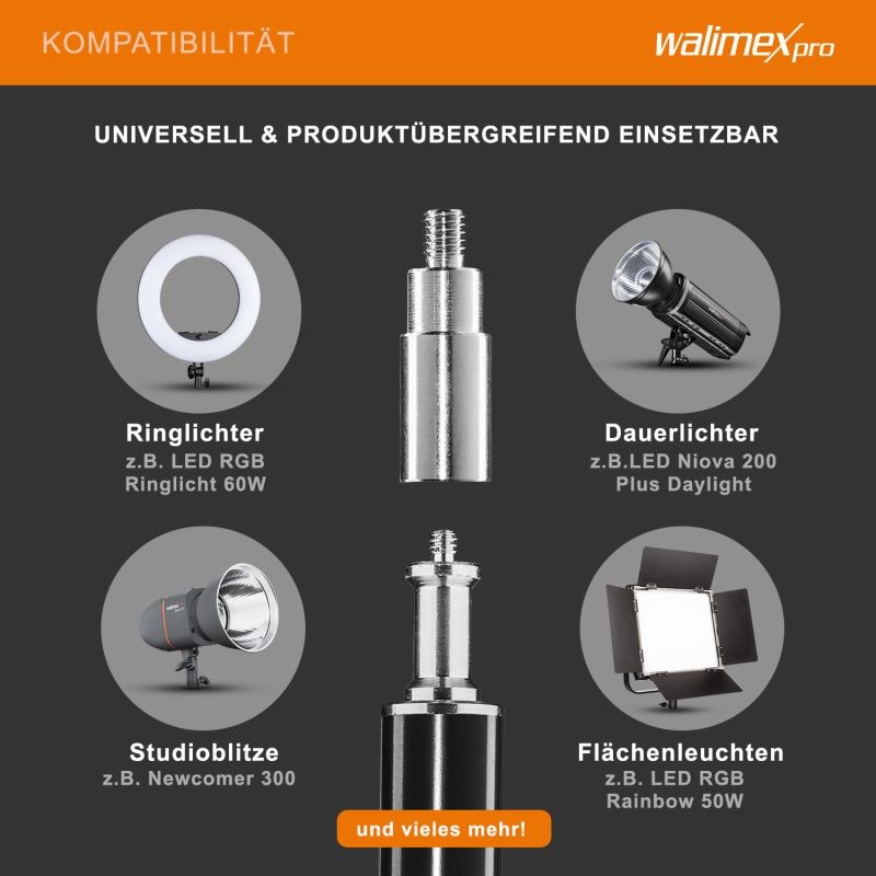 Walimex pro WT-806 jousivaimennettu valaisinjalkasetti 2 kpl, 256 cm, 6 kg, alumiini
