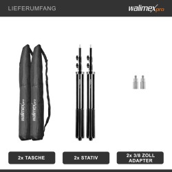 Walimex pro WT-806 jousivaimennettu valaisinjalkasetti 2 kpl, 256 cm, 6 kg, alumiini