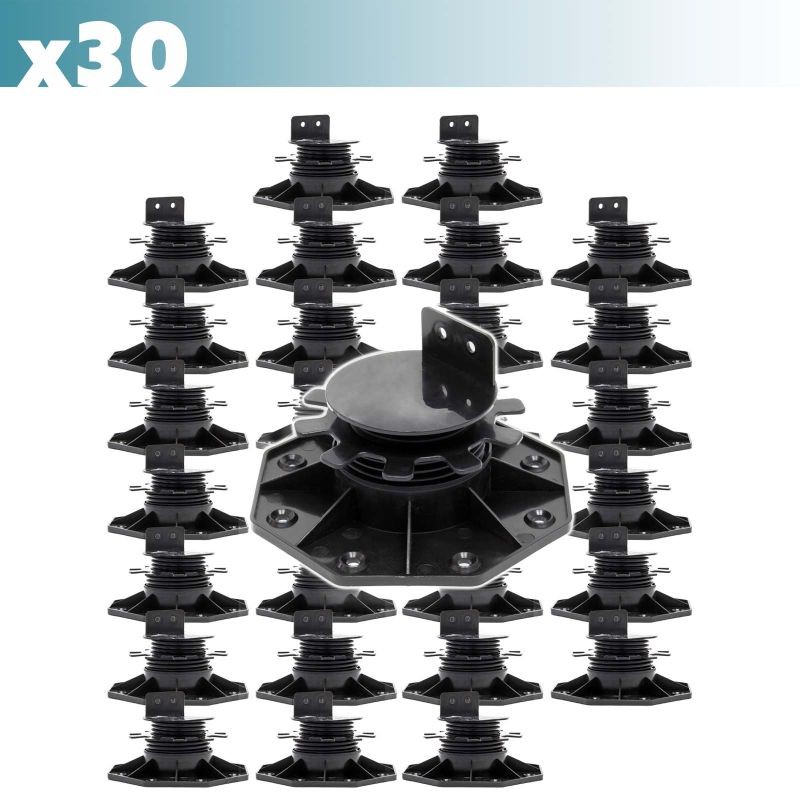 XPOtool Säädettävät terassijalat 30 kpl, 2700 kg, 33–64 mm, musta