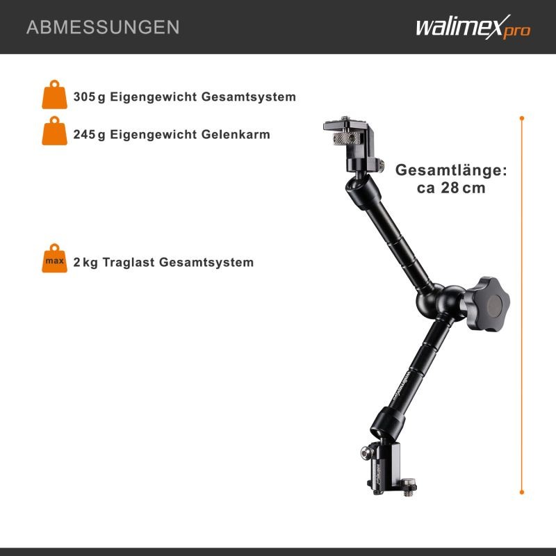 Walimex pro Magic 28 -nivelvarsisetti pyörimissuojalla, 28 cm, musta, alumiini