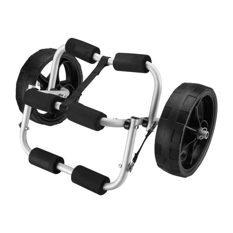Taitettava alumiininen kuljetusvaunu kanootille, kajakille ja SUP-laudalle, 45 kg, 25 cm pyörät