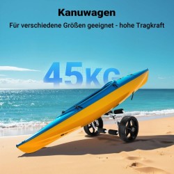 Taitettava alumiininen kuljetusvaunu kanootille, kajakille ja SUP-laudalle, 45 kg, 25 cm pyörät
