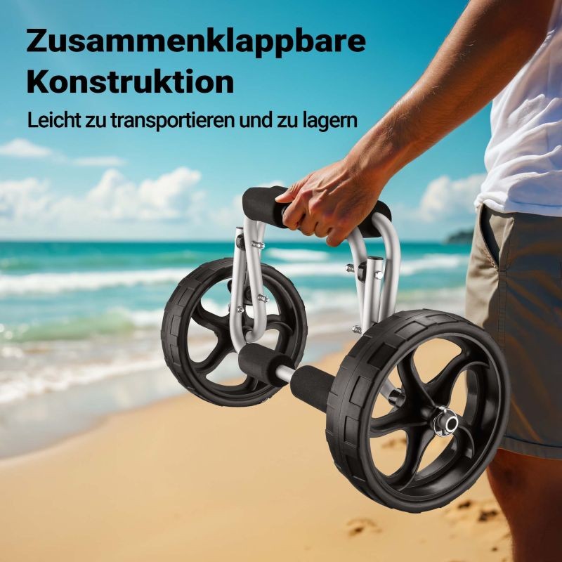 Taitettava alumiininen kuljetusvaunu kanootille, kajakille ja SUP-laudalle, 45 kg, 25 cm pyörät