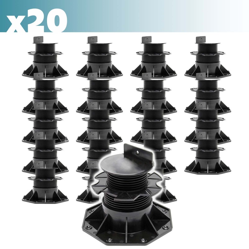 XPOtool Säädettävät terassitukijalat 20 kpl, 60–138 mm, 2700 kg, musta