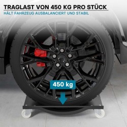 Autojen ja moottoripyörien siirtotelineet, 2 kpl, 900 kg/pari, musta