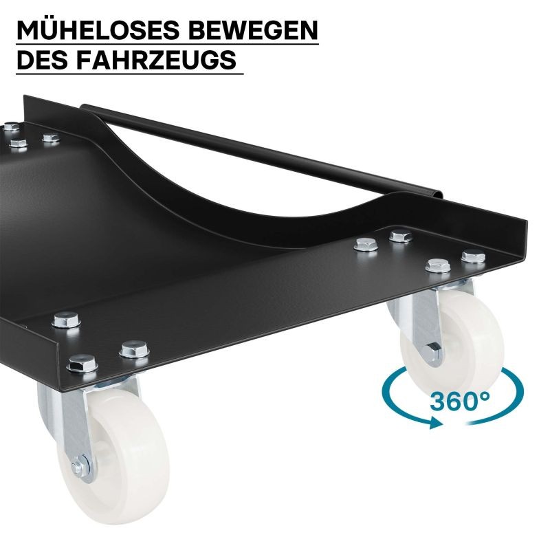 Autojen ja moottoripyörien siirtotelineet, 2 kpl, 900 kg/pari, musta