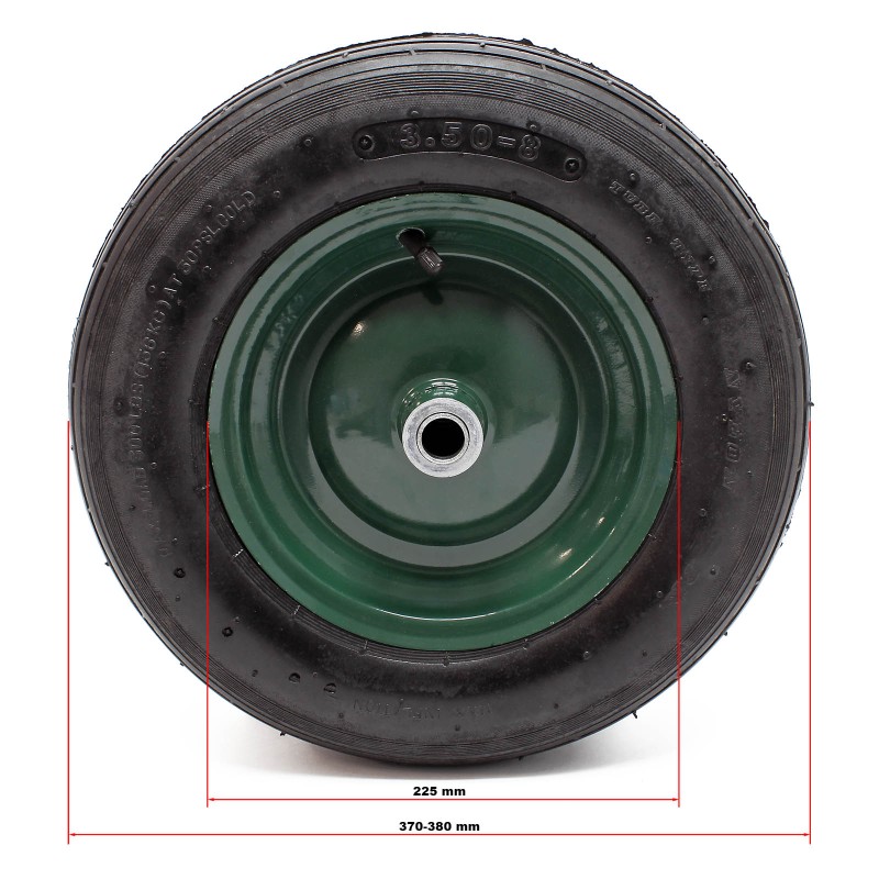Kottikärryjen pyöräsarja 4 kpl, 3.50-8, 370-380 x 80-100 mm, 130 kg, metallivanne