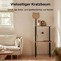 Fudajo kiipeilypuu 48 x 40 x 120 cm, 3 tasoa, sisal ja teräs, beige ja ruskea