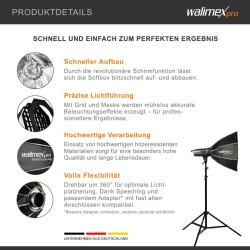 Walimex pro Octagon-softbox 60 cm, sisältää kennon, maskin, Bowens-adapterin ja kuljetuslaukun