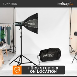 Walimex pro Octagon-softbox 60 cm, sisältää kennon, maskin, Bowens-adapterin ja kuljetuslaukun