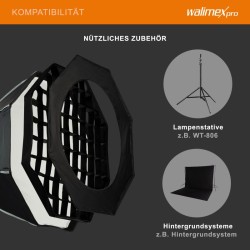 Walimex pro Octagon-softbox 60 cm, sisältää kennon, maskin, Bowens-adapterin ja kuljetuslaukun