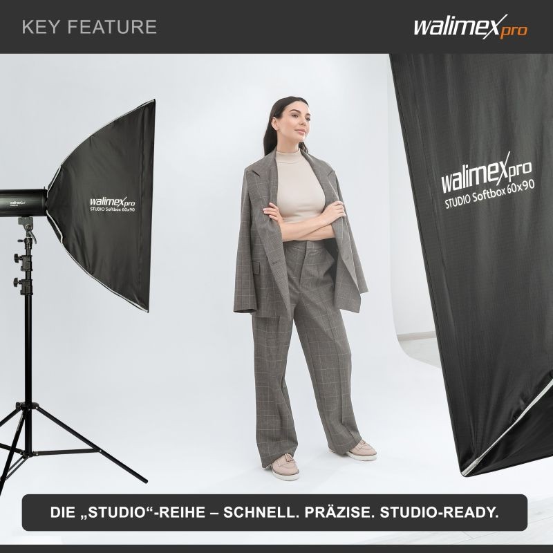 Walimex pro Studio Softbox 60x90 cm, 360° kääntyvä, kenno, maskit ja Bowens-adapteri
