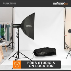 Walimex pro Studio Softbox 60x90 cm, 360° kääntyvä, kenno, maskit ja Bowens-adapteri