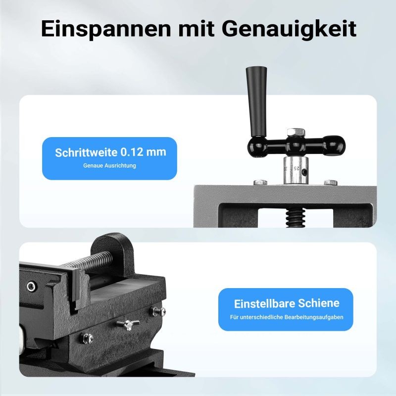 2-akselinen koneenruuvipenkki 150 mm, valurauta, 400 x 375 x 160 mm