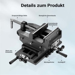 2-akselinen koneenruuvipenkki 150 mm, valurauta, 400 x 375 x 160 mm