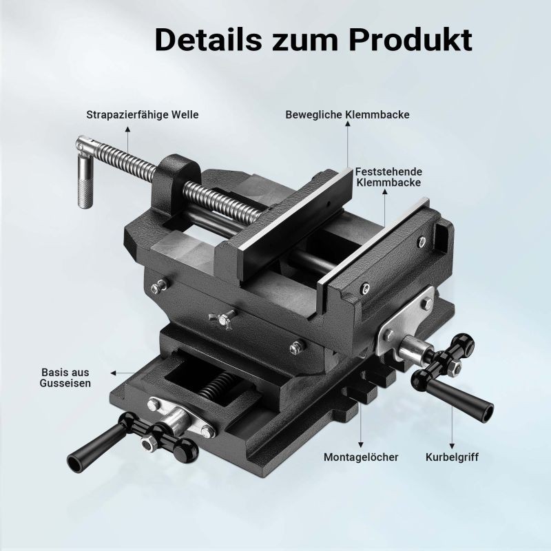 2-akselinen koneenruuvipenkki 150 mm, valurauta, 400 x 375 x 160 mm