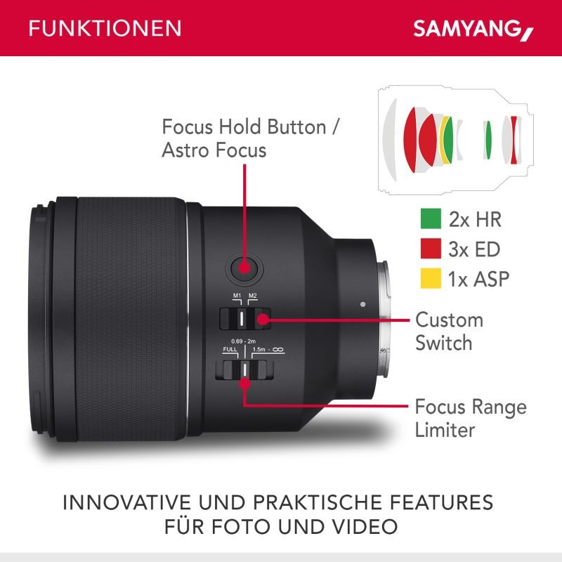 Samyang AF 135mm F1.8 FE teleobjektiivi Sony E / FE + Lens Station