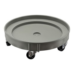 Tynnyrinkuljetin 400 kg, 615 x 615 mm, kääntyvät pyörät, polypropeeni, harmaa