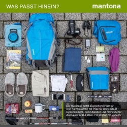 Mantona Elements Outdoor kamera- ja vaellusreppu, sininen, sadesuojalla ja jalustakiinnikkeellä